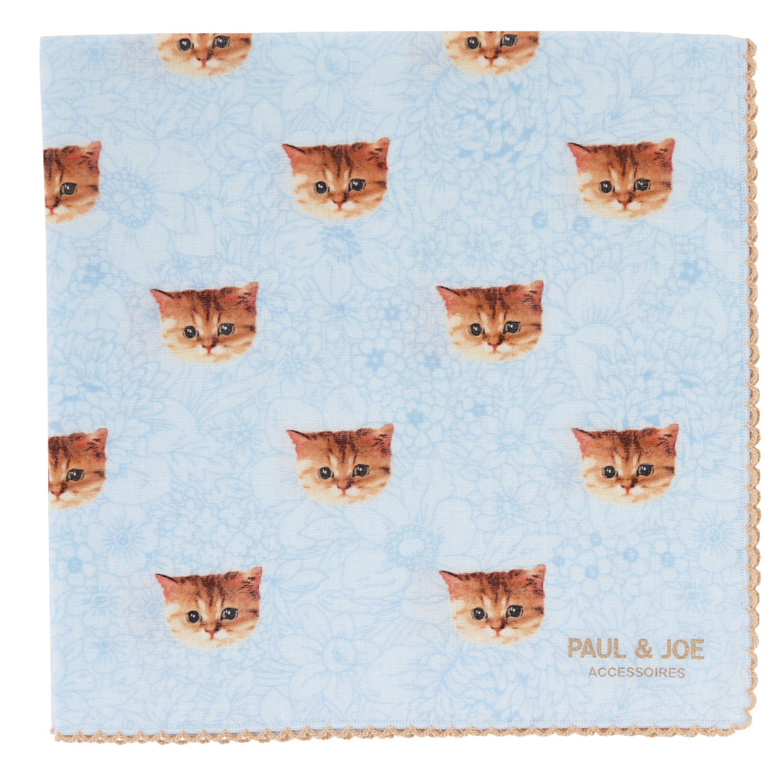 ガーゼハンカチ(ヌネット&花柄・ブルー)