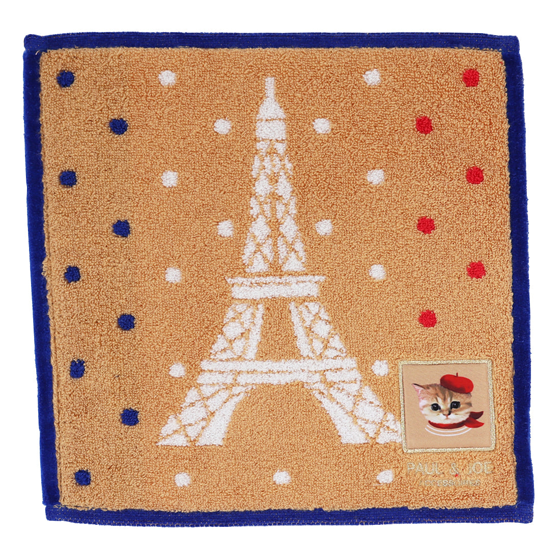 【Nounette in Paris】タオルハンカチ(エッフェル塔×トリコロール・ベージュ)