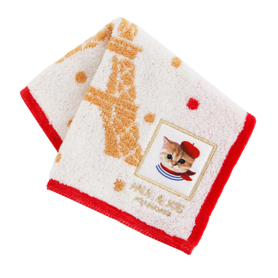 【Nounette in Paris】タオルハンカチ(エッフェル塔×トリコロール・アイボリー)