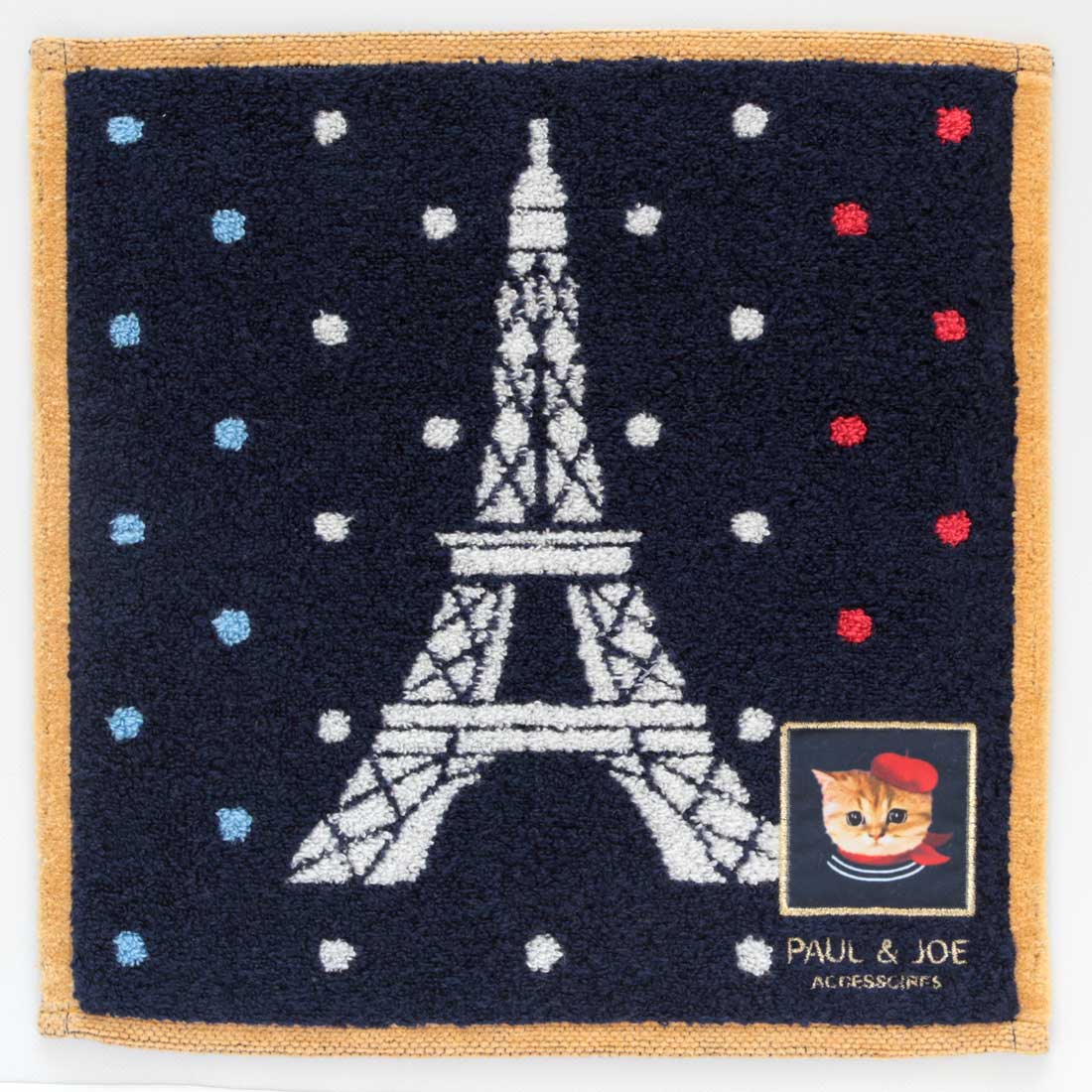 【Nounette in Paris】タオルハンカチ(エッフェル塔×トリコロール・ネイビー)