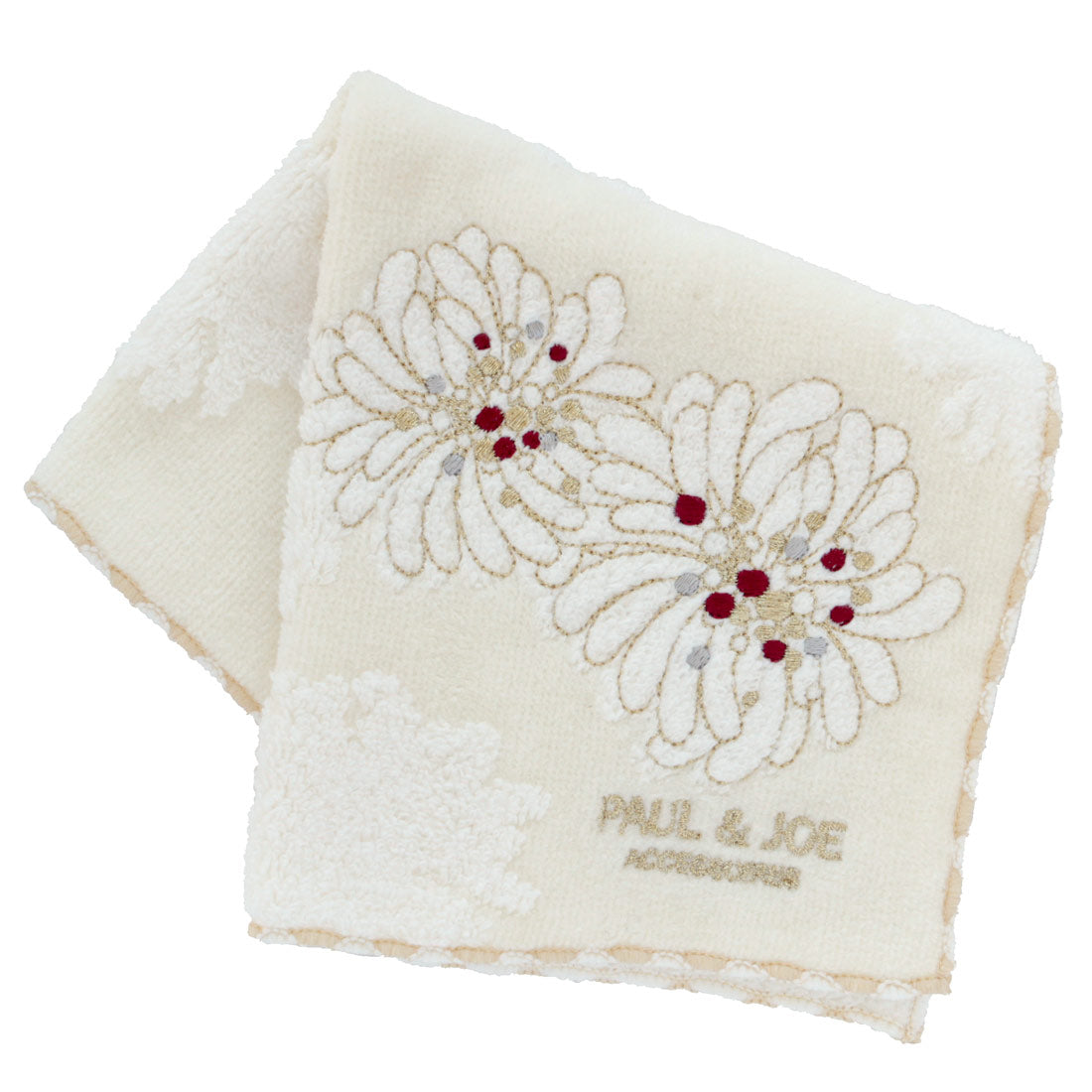 タオルハンカチーフ(クリザンテーム刺繍・アイボリー)
