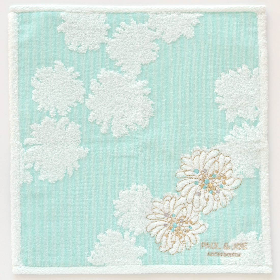 タオルハンカチーフ(クリザンテーム×ストライプ・グリーン)