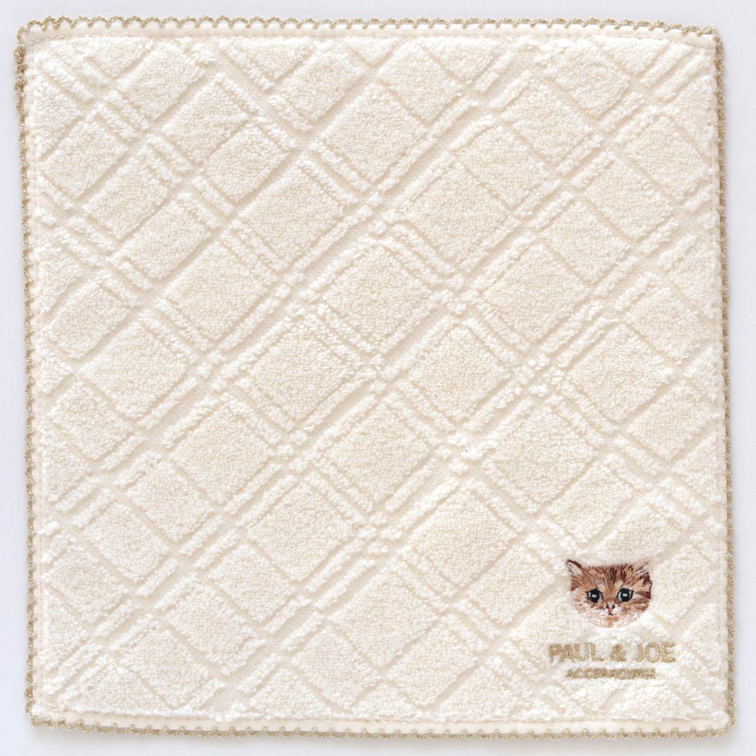 タオルハンカチーフ(ヌネット刺繍×レース・アイボリー)