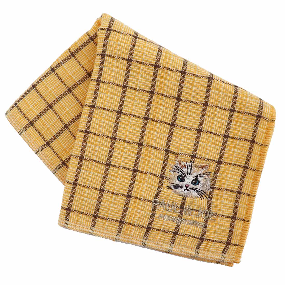 表ガーゼ裏タオルハンカチ ジプシー刺繍(イエロー)