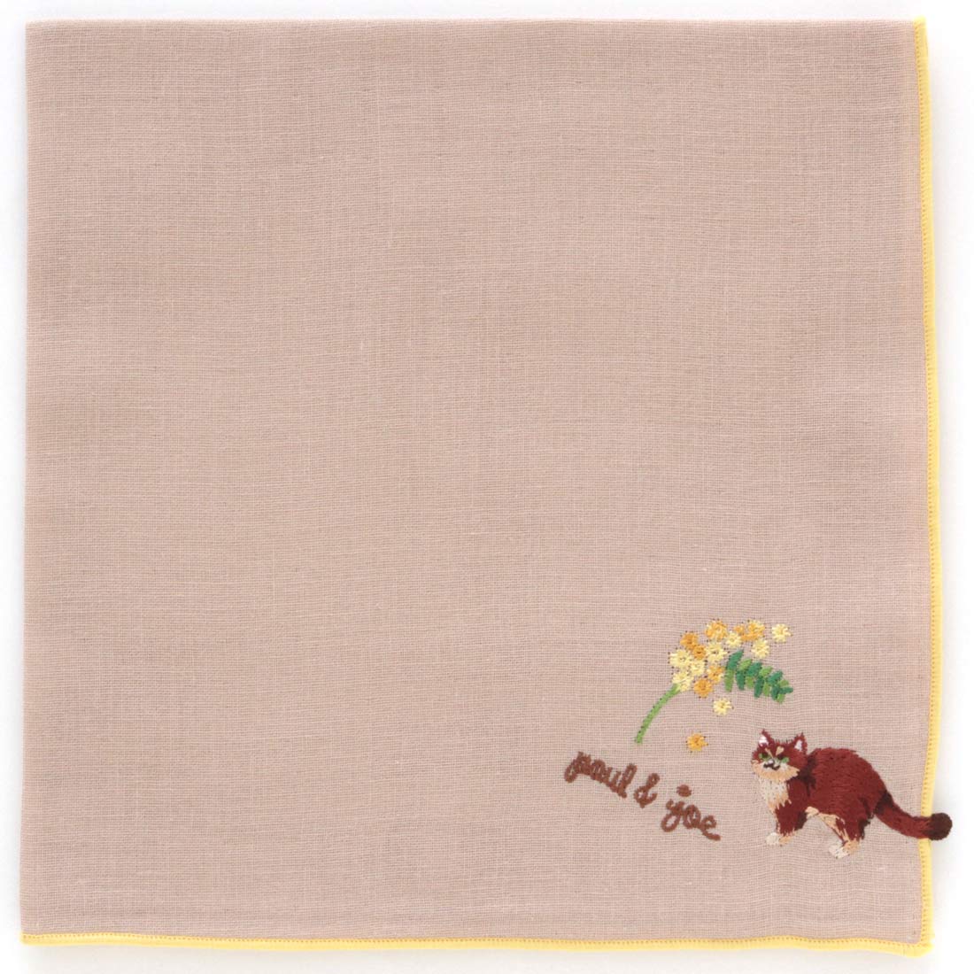 【ミモザコレコション】ガーゼハンカチ(ヌネット&ミモザ・ベージュ)