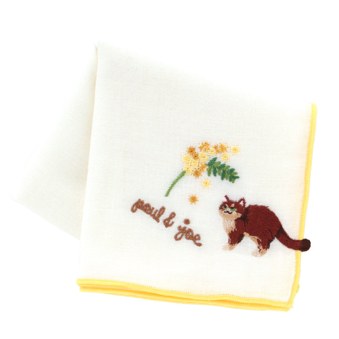 【ミモザコレコション】ガーゼハンカチ(ヌネット&ミモザ・アイボリー)