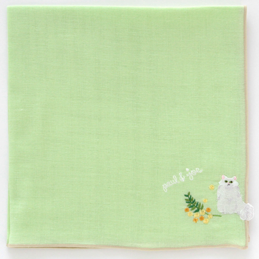 【ミモザコレコション】ガーゼハンカチ(ジプシー&ミモザ・グリーン)