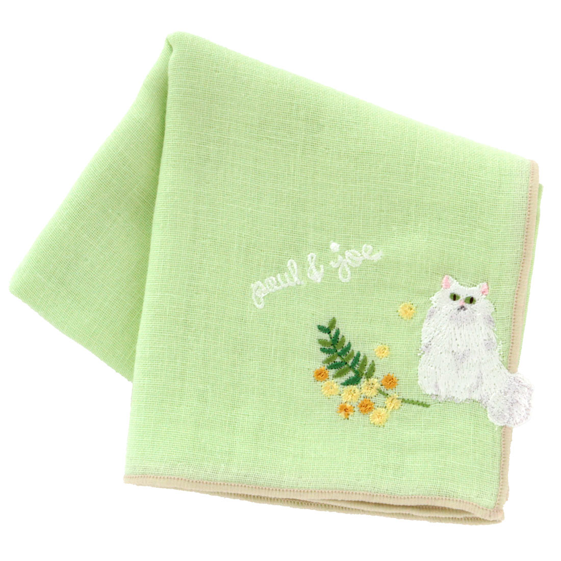 【ミモザコレコション】ガーゼハンカチ(ジプシー&ミモザ・グリーン)