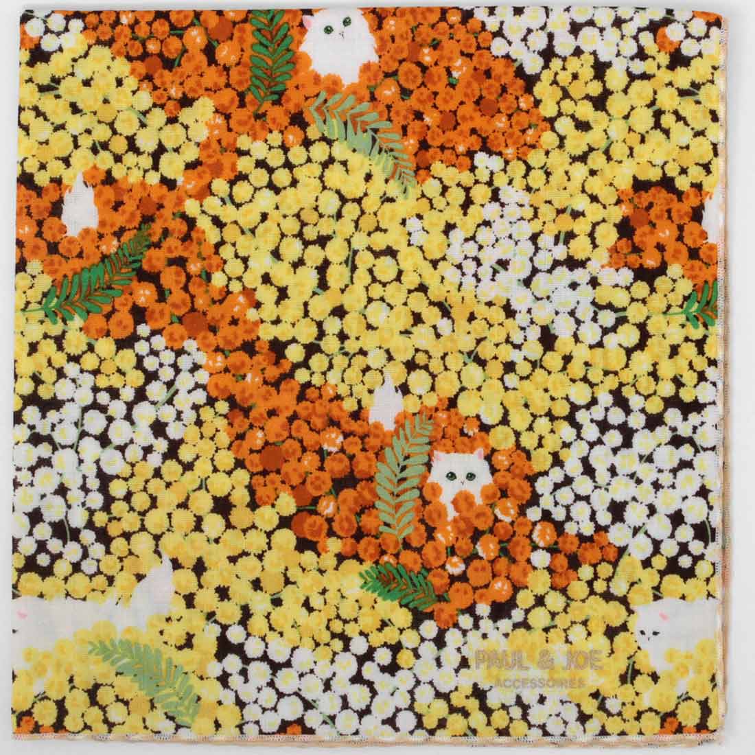 【ミモザ】プリントハンカチ(イエロー)