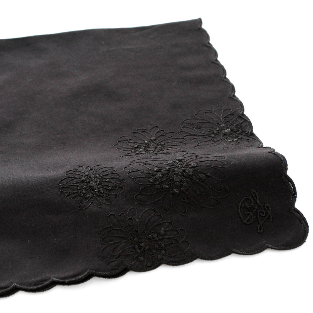 刺繡ハンカチ(ブラック)