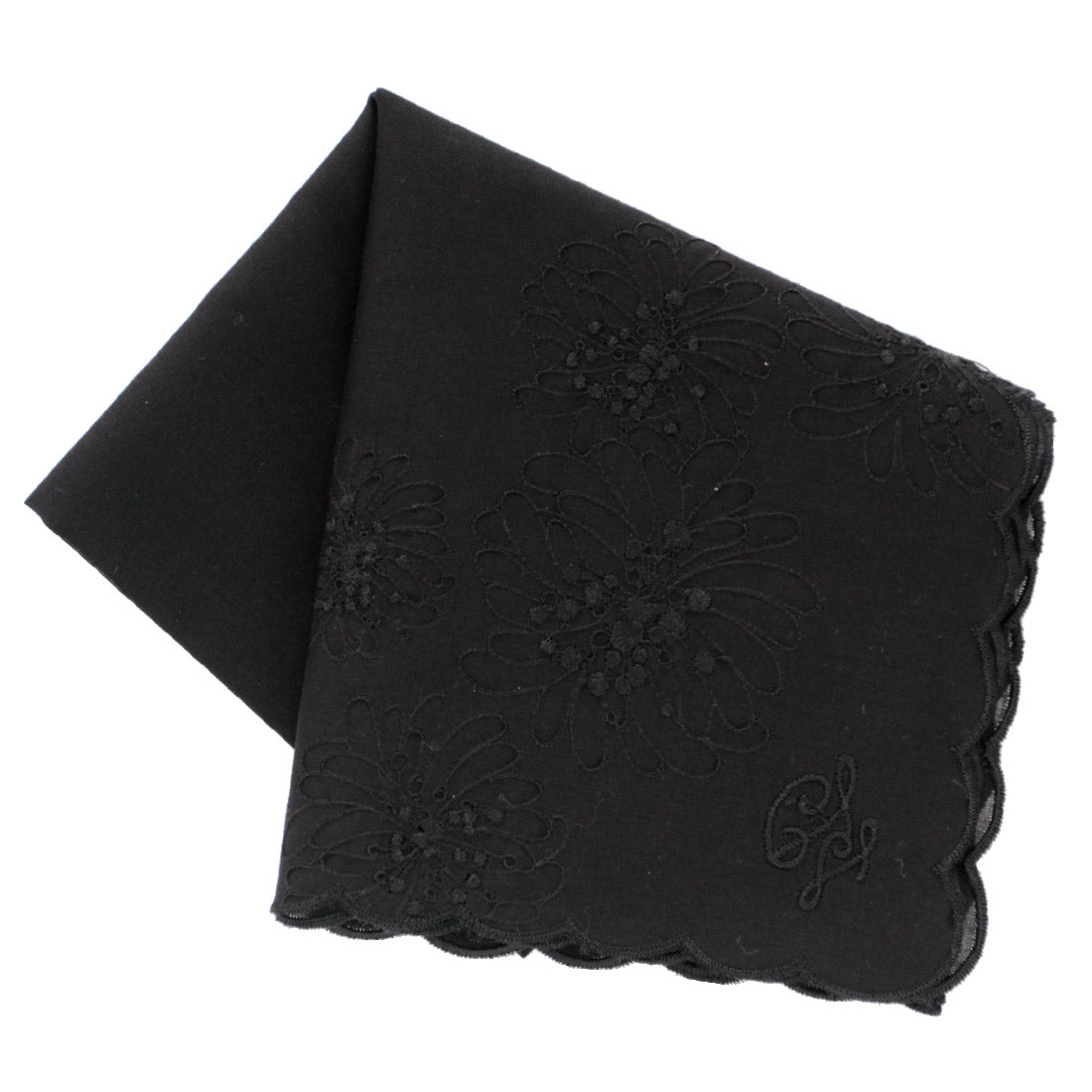 刺繡ハンカチ(ブラック)