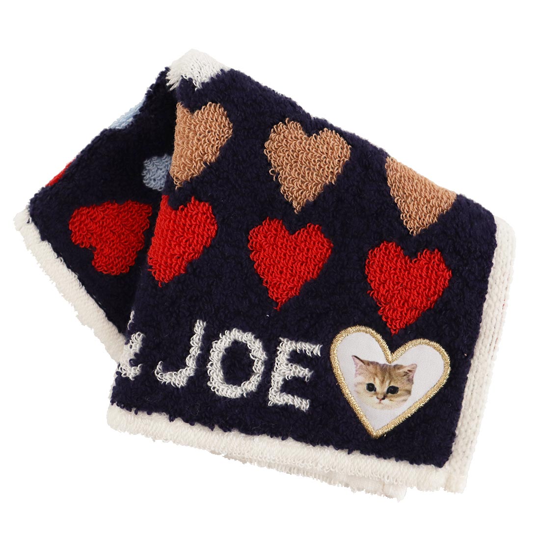 ミニ タオルハンカチ(ヌネットアップリケ・ネイビー)