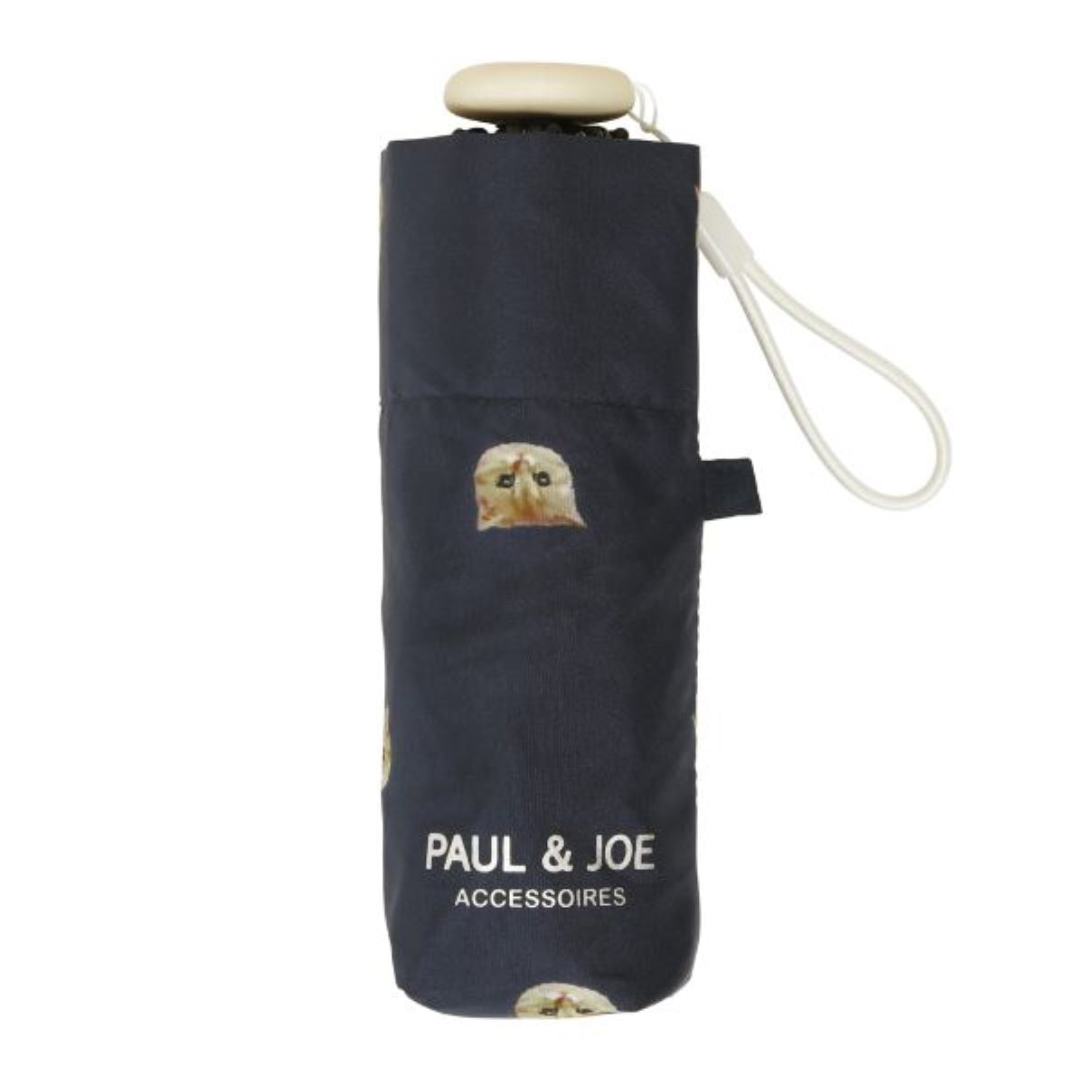 5段ミニ折りたたみ傘 ヌネット(曲がり手) ネイビーブルー