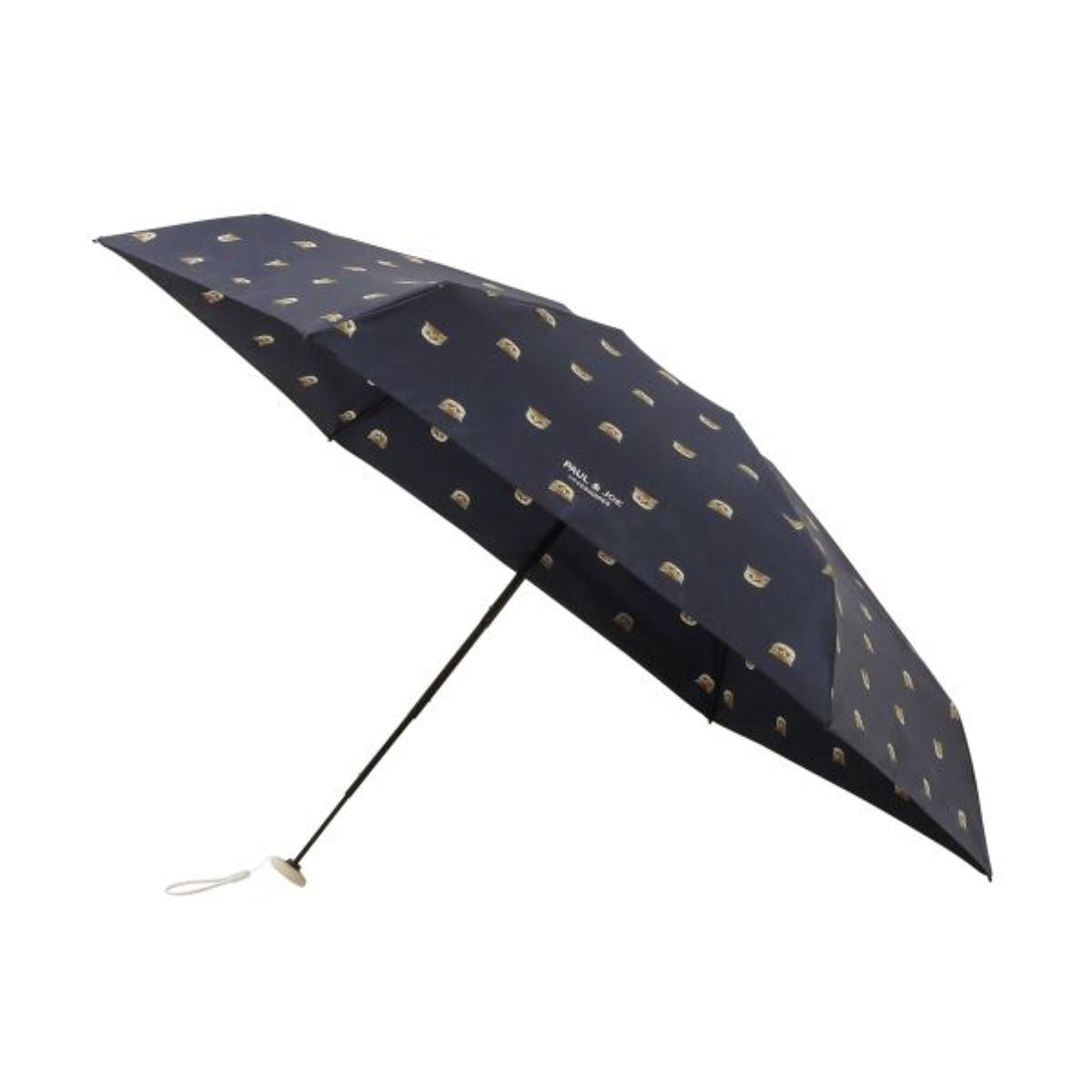 5段ミニ折りたたみ傘 ヌネット(曲がり手) ネイビーブルー