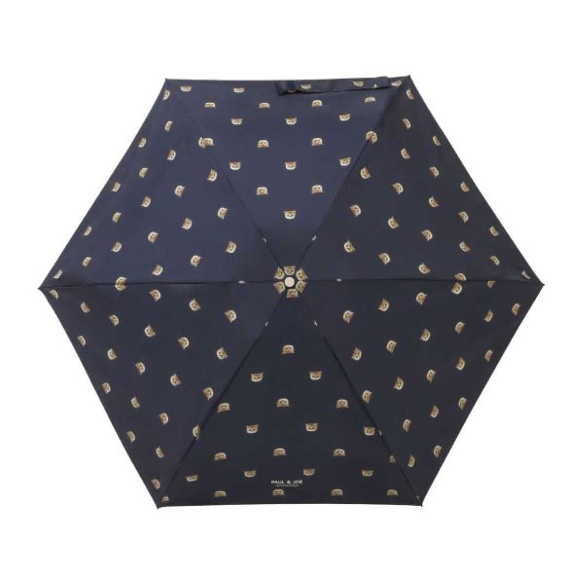 5段ミニ折りたたみ傘 ヌネット(曲がり手) ネイビーブルー