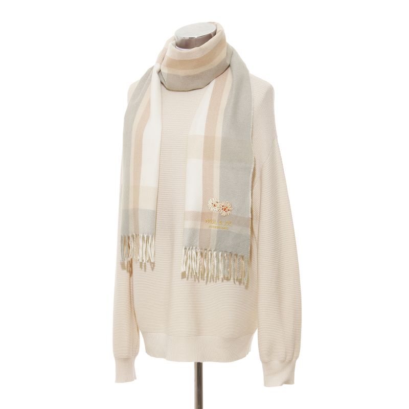 クリザンテームチェックマフラー(パッケージ付) ベージュ