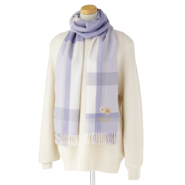 クリザンテームチェックマフラー(パッケージ付) ラベンダー