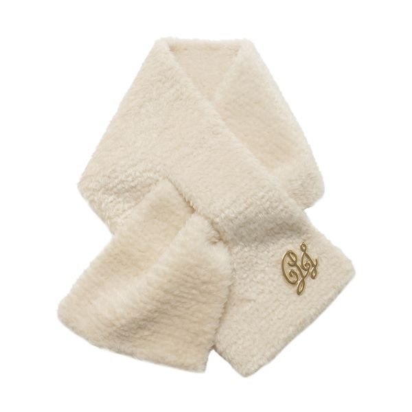 ファーマフラー ブローチ付き オフホワイト