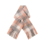 ウール混ブロックチェックボリュームマフラー ピンク