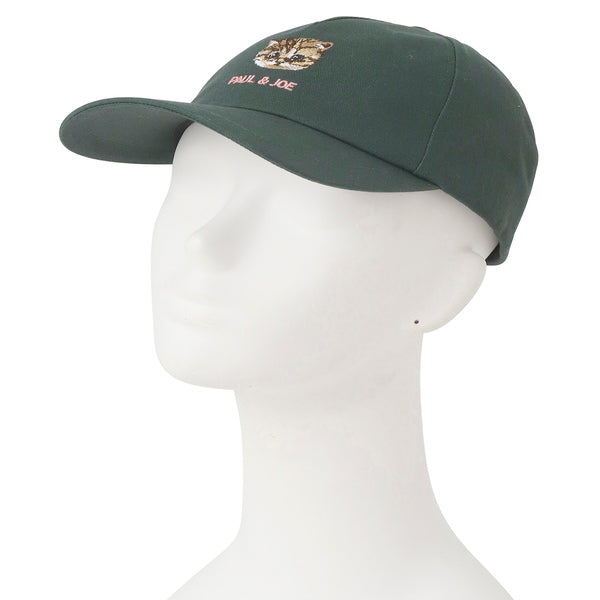 ヌネット刺繍キャップ ダークグリーン