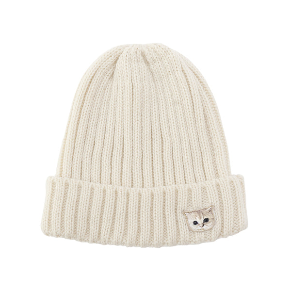 ヌネットワッペン ニット帽 ホワイト