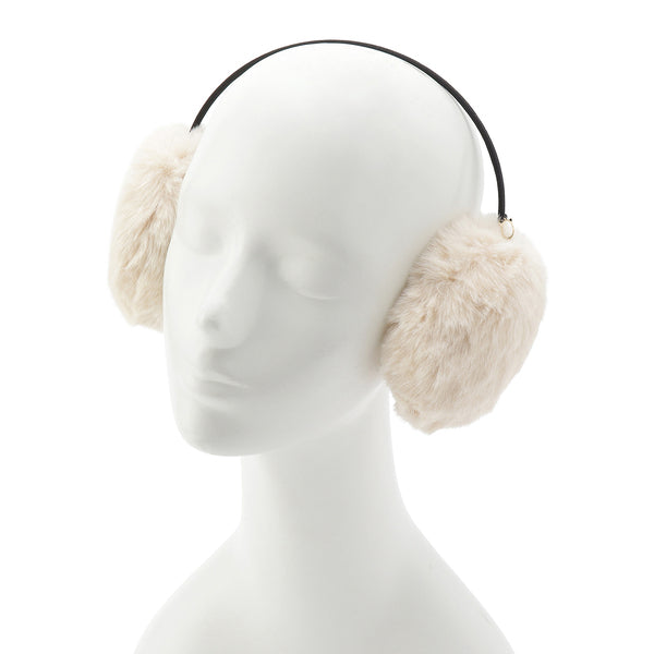 チャーム付フェイクファーイヤマフラーホワイト