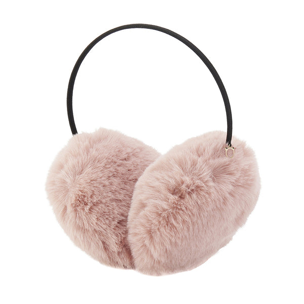 チャーム付フェイクファーイヤマフラー ペールピンク