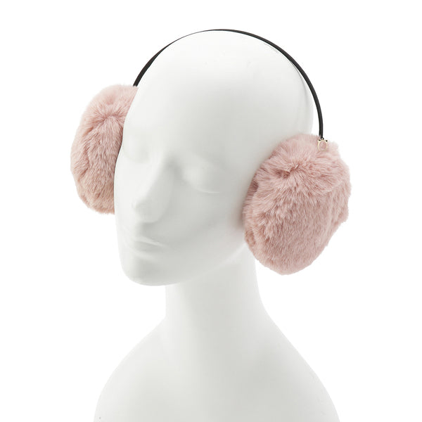 チャーム付フェイクファーイヤマフラー ペールピンク