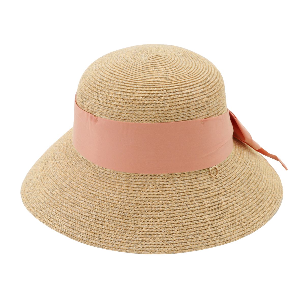 リボン巻き ひろつばブレードハット ピンク