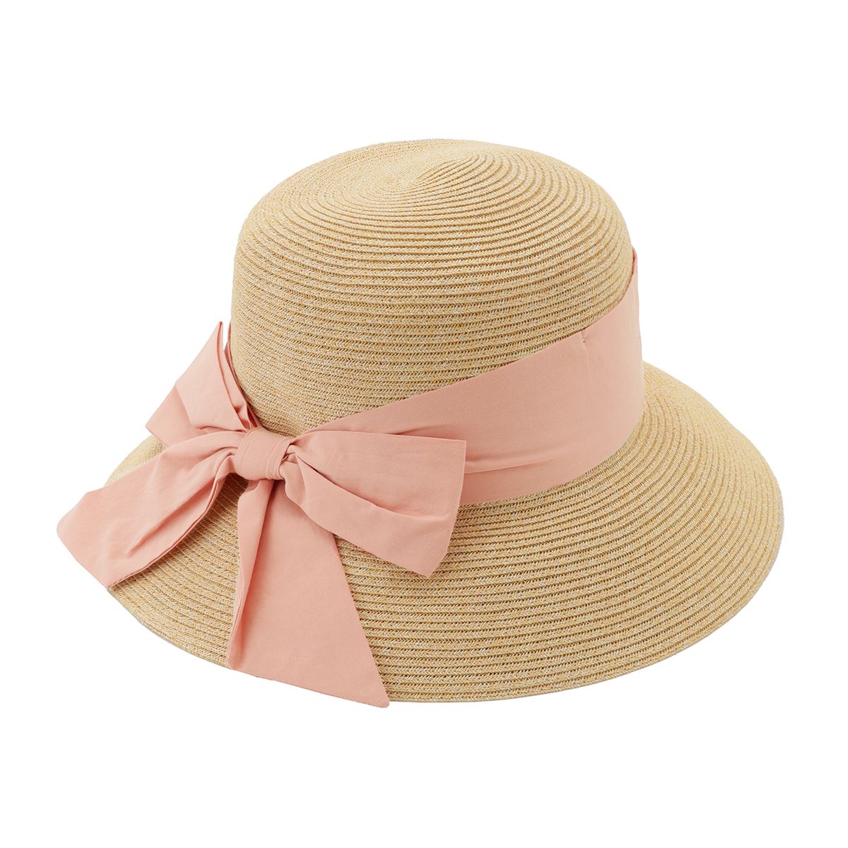 リボン巻き ひろつばブレードハット ピンク