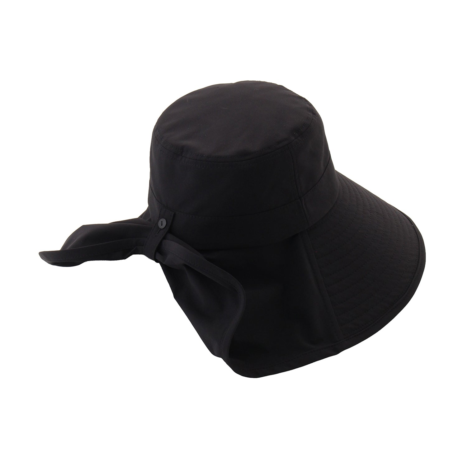 後ろ垂れつき広つばハット ブラック