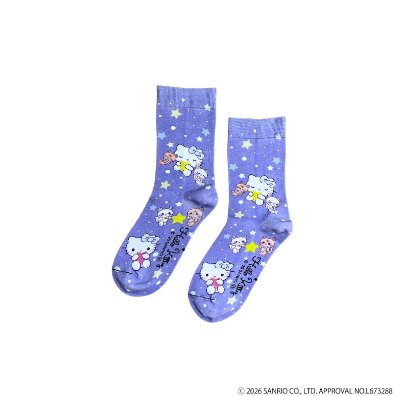 サンリオキャラクターズ スタープリント ロークルー丈ソックス(ラベンダー)