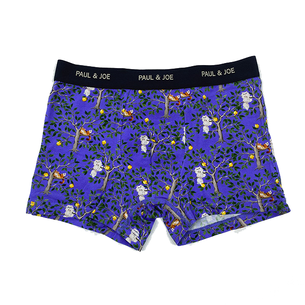 木とレモンと猫柄 ボクサーパンツ(ラベンダー)