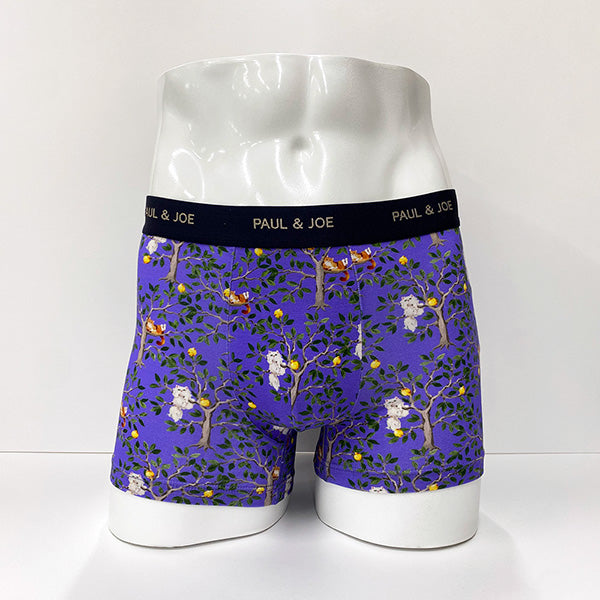 木とレモンと猫柄 ボクサーパンツ(ラベンダー)