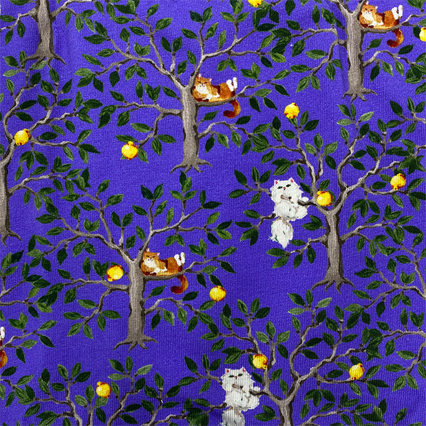 木とレモンと猫柄 ボクサーパンツ(ラベンダー)