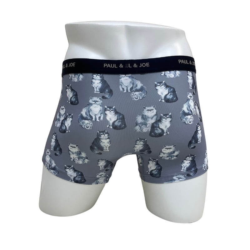 ネコリピート柄 前閉じボクサーパンツ(グレー)