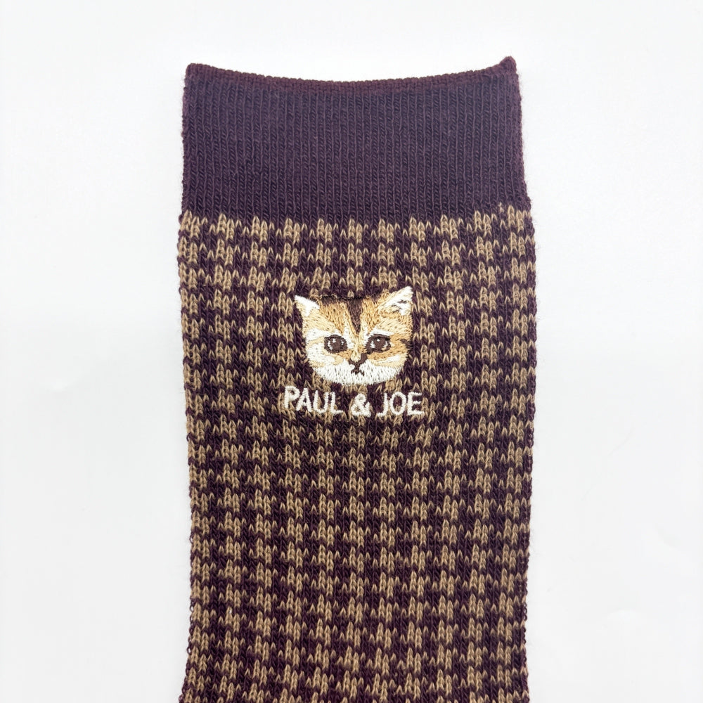 【レディース】千鳥チェックヌネット刺繍 ソックス