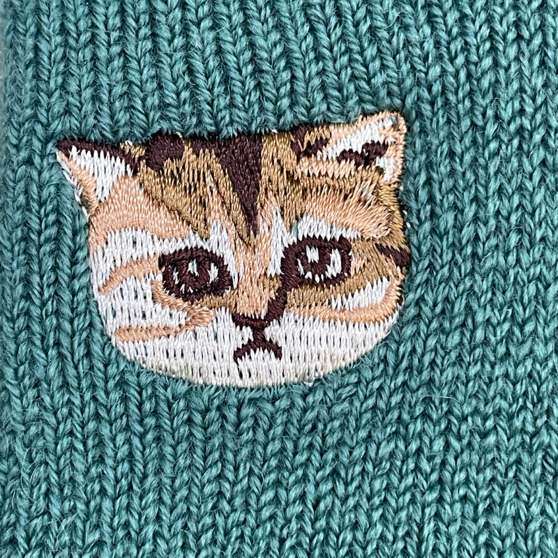 【レディース】ハマグリ無地ヌネット刺繍 ルームソックス(グリーン)
