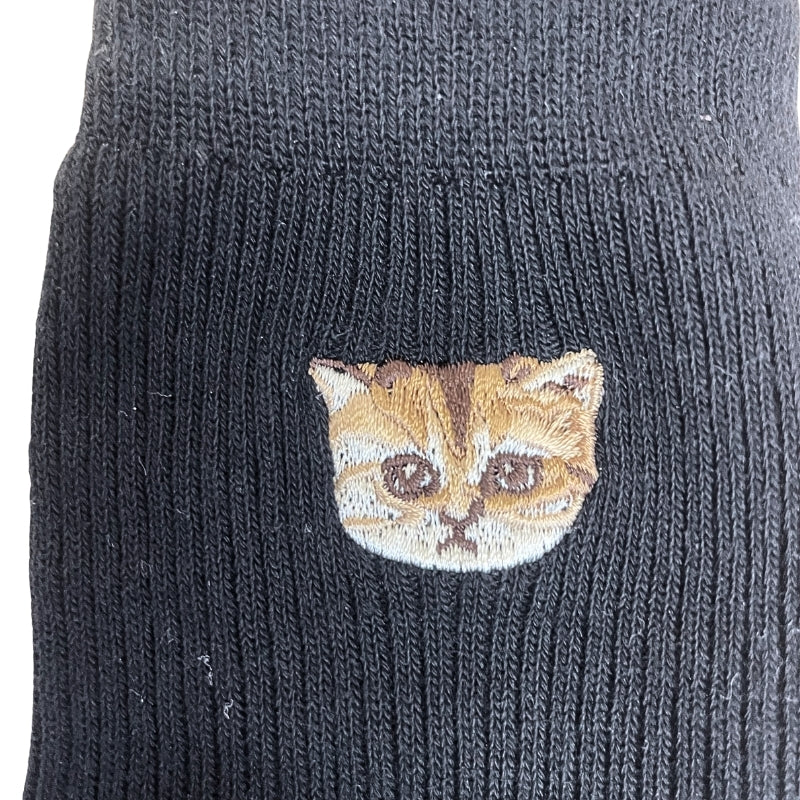 【レディース】ヌネットワンポイント刺繍ソックス(ブラック)