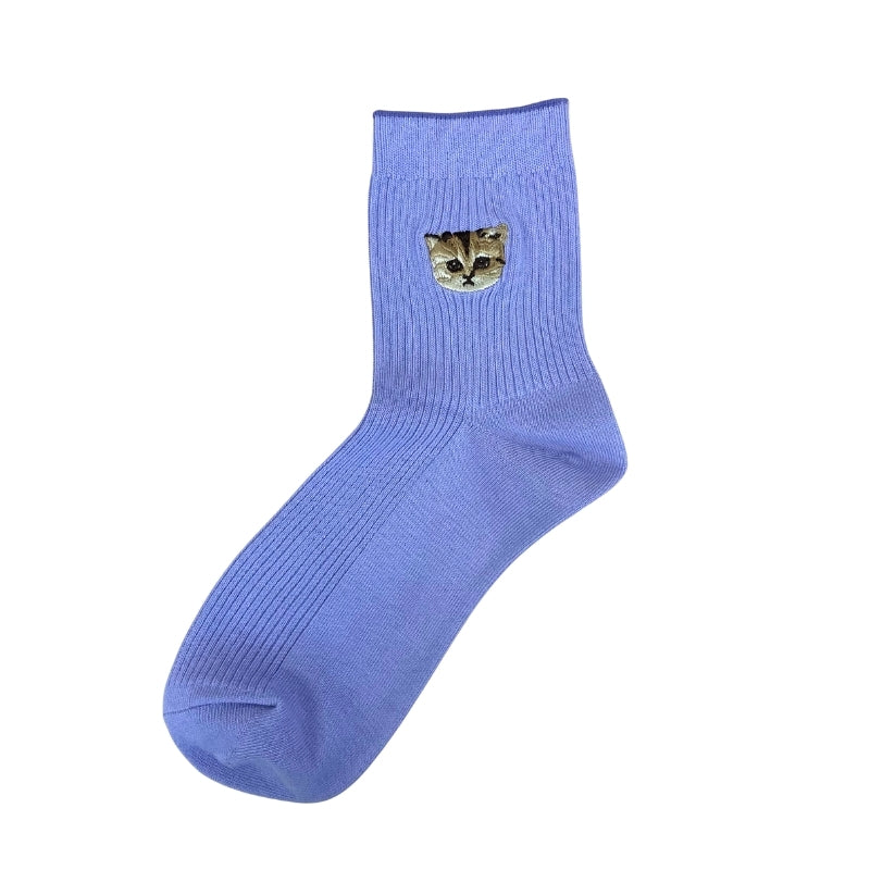 【レディース】ヌネットワンポイント刺繍ソックス(ラベンダー)