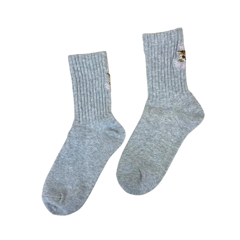 【レディース】アメリブカレッジロゴ刺繍ソックス(グレー)