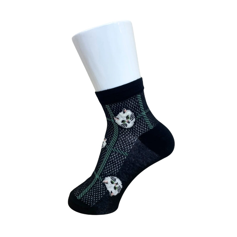 【レディース】ジプシーチェック柄メッシュソックス(ブラック)