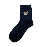 【レディース】花柄ヌネット刺繍ソックス(ブラック)