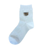 【レディース】花柄ヌネット刺繍ソックス(ホワイト)