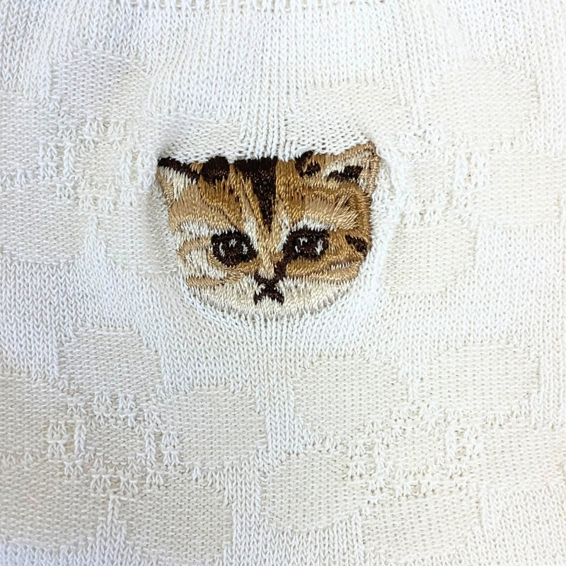 【レディース】花柄ヌネット刺繍ソックス(ホワイト)