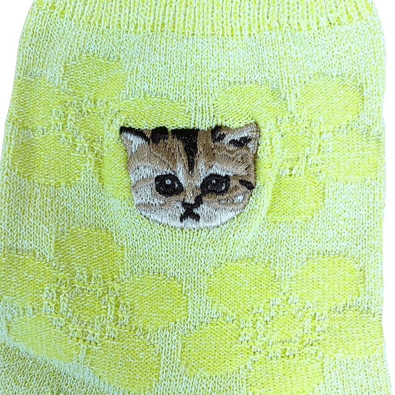 【レディース】花柄ヌネット刺繍ソックス(イエロー)