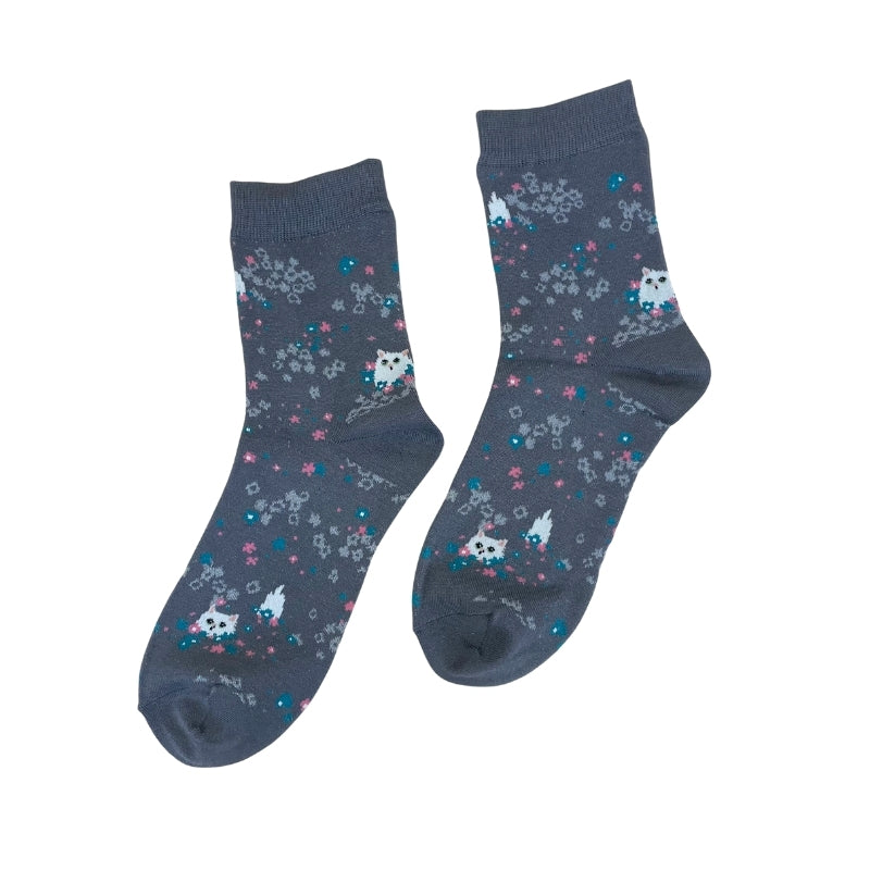【レディース】ジプシー花畑ソックス(チャコール)