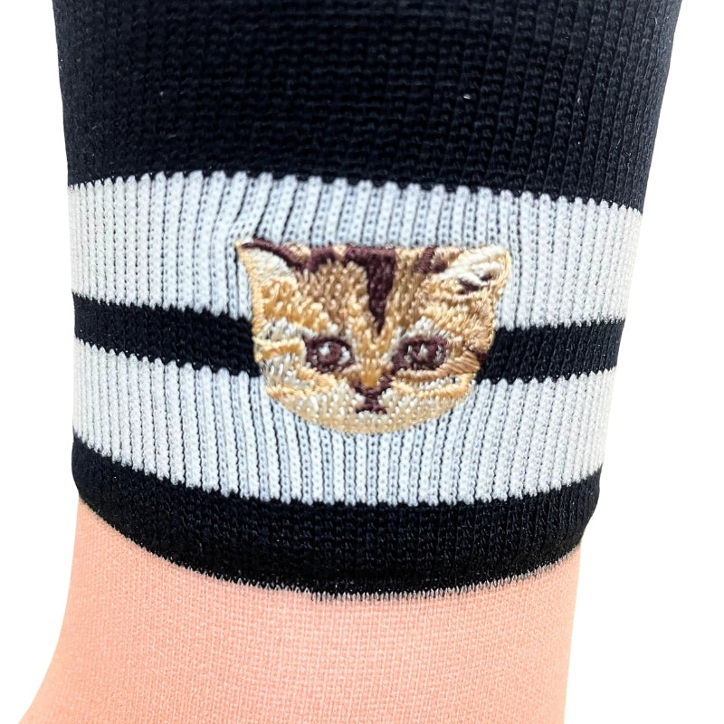 【レディース】シースルーヌネット刺繍 ソックス(ブラック)