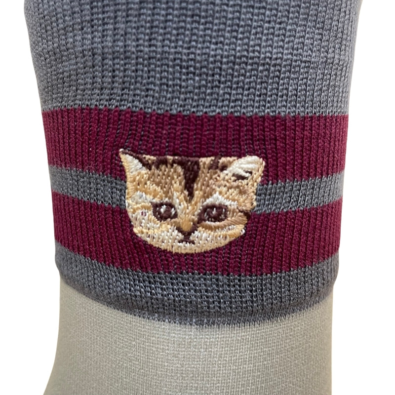 【レディース】シースルーヌネット刺繍 ソックス(チャコール)