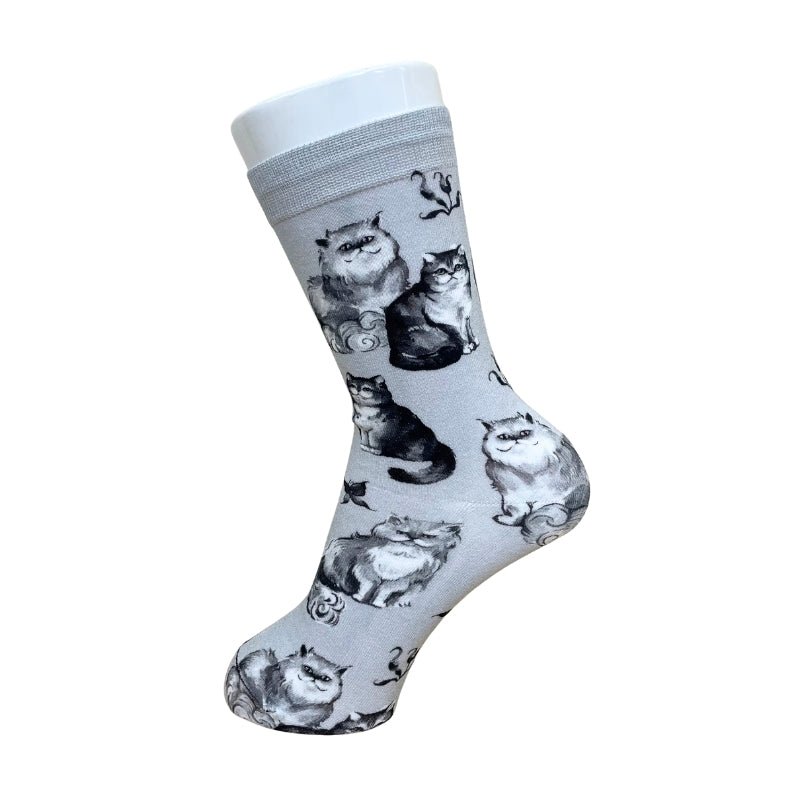 【レディース】壁紙風猫プリント ソックス(グレー)